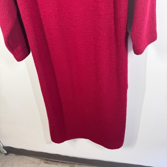 Vintage Elegant Pinkish Red Wool Mohair Blend Long Maxi Cardigan Oversized Coat - Picture 10 of 15